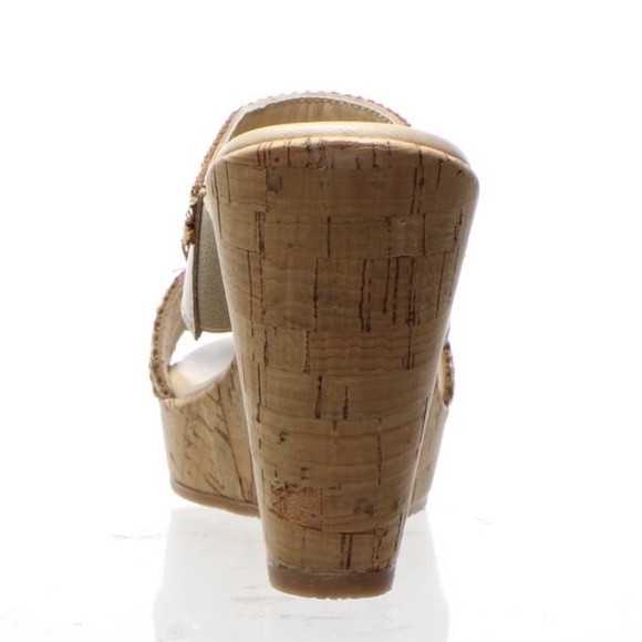 MADE IN ITALY - CORDANI Beige Leather Wedge Platform Sandals Womens summer mules - Picture 3 of 5